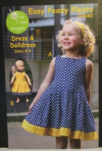 Vestido Olive Ann Designs Patrón OAD82 Fácil Peazy Plisados Niñas Talla 3-8 Muñeca Vestido - Imagen 1 de 10