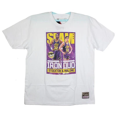 SLAM Malone Stockton Utah Jazz Mitchell & Ness NBA XL XLarge Shirt White NWT - Image 1 of 4