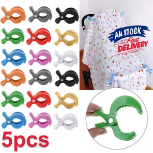 5Pcs Stroller Peg Hook Car Seat Cover Clips Plastic Blanket Clip Pram Pegs Toy - Picture 1 of 12