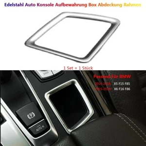 Für BMW X5 F15 X6 F16 Auto Edelstahl Konsole Aufbewahrung Box Abdeckung Rahmen - Picture 1 of 12