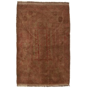 Vintage afghanischer überfärbter Wollteppich Paschtun handgewebt handwerkliches Design 4,5 x 3 Fuß - Bild 1 von 6