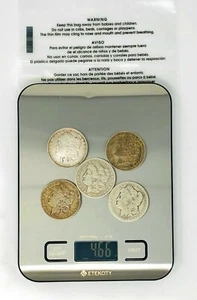 4.66 OZ. 90% Silver Five US Silver Morgan Dollar Coins Various Dates -Lot 16 - Picture 1 of 1