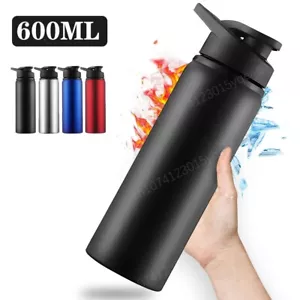 600ml / 20oz Portable Stainless Steel Water Bottle Cycling Outdoor Gym Mug Gift - Picture 1 of 35