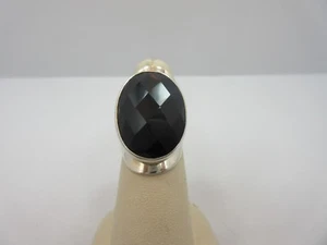 Sterling Silver OVAL Black ONYX engagement Ring 925 Cocktail Wedding Band 6 - Picture 1 of 12