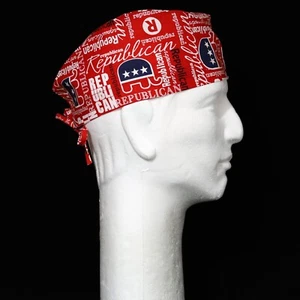 Republican Party Theme on Red Scrub Hat - Picture 1 of 1