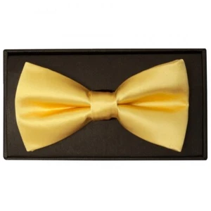 Handmade Plain Gold Satin Mens Bow Tie Dickie Bow Wedding Formal Prom Bow Tie - Picture 1 of 3
