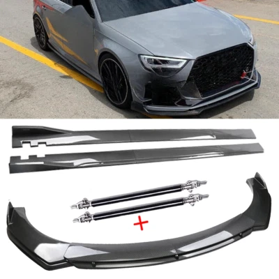 Front Lip Chin Bumper Spoiler Side Skirt Carbon Fiber For Audi A3 Quattro/RS3/S3 - Image 1 of 4
