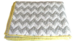 Pottery Barn Kinder Unisex grau weiß mit gelber Borte Babybett Krippe Decke Decke - Bild 1 von 8