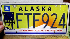 Alaska Nummernschild 1959-2009 Feier 50 Jahre Staatlichkeit FTF 924 Juli 2009 - Bild 1 von 1