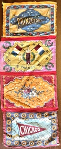Rare Vintage 1910s Tobacco Felt Quilt Strip -Chicago, France, Princeton & Floral - Bild 1 von 7