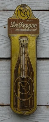 Letrero termómetro publicitario Dr. Pepper Soda original vintage raro de los años 30 Foto 1 de 4