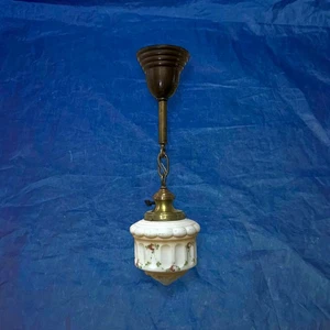 Single Brass Pendant Light Nice Globe Entry Fixture Rewired 85C - Picture 1 of 5