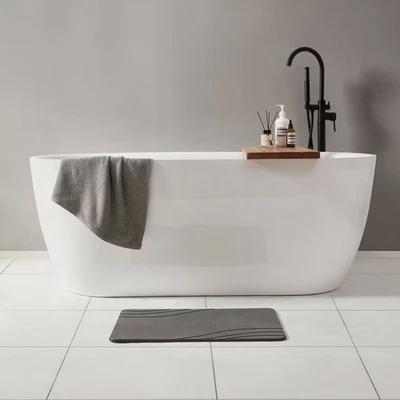 Alfombra de baño dura de piedra diatomea de 15,4"x23,6" gris grafito Foto 1 de 4