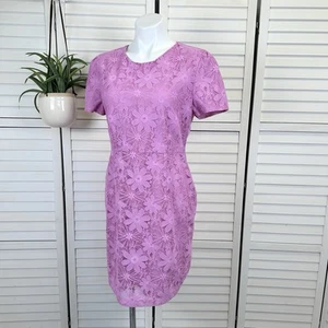 Rachel Parcell Pink Cap Sleeve Lace Sheath Dress Back Zip  Womens Size 10 - Picture 1 of 11