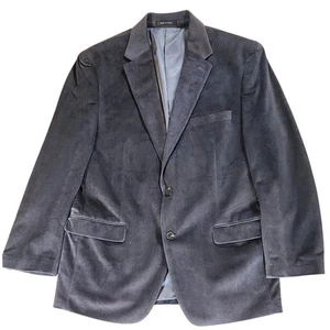 Chaps Mens Gray Velvet Velour Herringbone Blazer Sport Coat Jacket Size 42R New - Picture 1 of 7