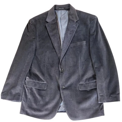 Chaps Mens Gray Velvet Velour Herringbone Blazer Sport Coat Jacket Size 42R New - Image 1 of 4