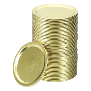 48pcs Mason Jar Lids 2.76" Tinplate Split-Type Canning Jar Lids, Gold - Picture 1 of 7