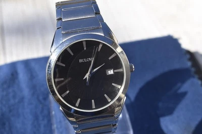 Bulova 96B149 Men's Black Dial Stainless Steel Watch w/ Day Dress or Casual - Image 1 of 4