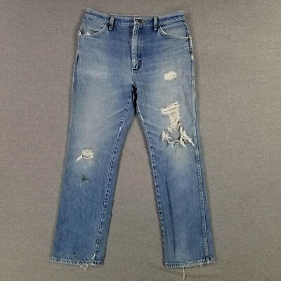 VINTAGE Rustler 34x32 USA MADE Destroyed Jeans Grunge Retro 90s Distressed Worn - Image 1 of 4