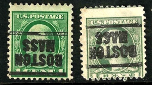 "Inverted & Reg Boston Mass" Precancelado 1 Centavo Washington Franklin EE. UU. 28E11 - Imagen 1 de 3
