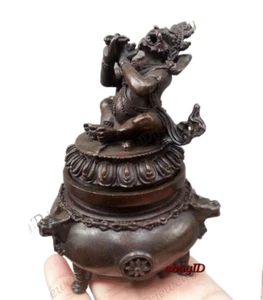 Estatua de bronce Lucky Vajra Riqueza Incienso Quemadores trípode incensario mantener alejado el mal - Imagen 1 de 9