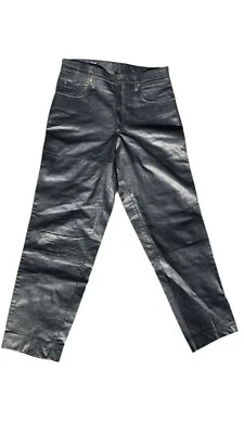 Vintage Genuine Leather WILSONS motorcycle pants 34 x 31 Black Biker - Imagem 1 de 4