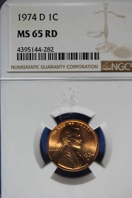 1974 D NGC 1C MS65RD LINCOLN MEMORIAL CENT #B50298 - Image 1 of 2