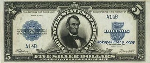 1923* 5 Dollar US Silver Certificate*Copy * MUST READ ! - Picture 1 of 2