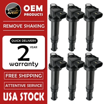 Set of 6 Ignition Coils for 2007-2009 Hyundai Santa Fe Kia Optima 2.7L V6 UF554 - Image 1 of 4