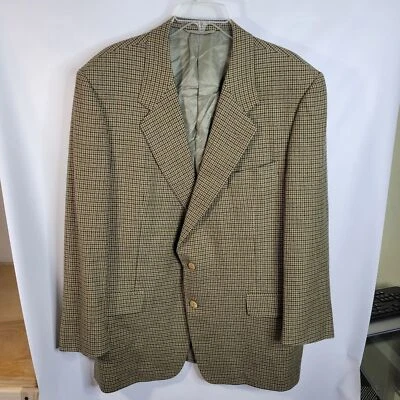 Blazer de 2 botones Hickey Freeman marrón a cuadros/lana a cuadros/cachemira para hombre talla 46 regular Foto 1 de 4