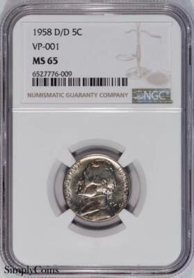 1958-D/D RPM VP-001 Jefferson Nickel NGC MS65 TOP POP FINEST KNOWN! US Coin - Image 1 of 4