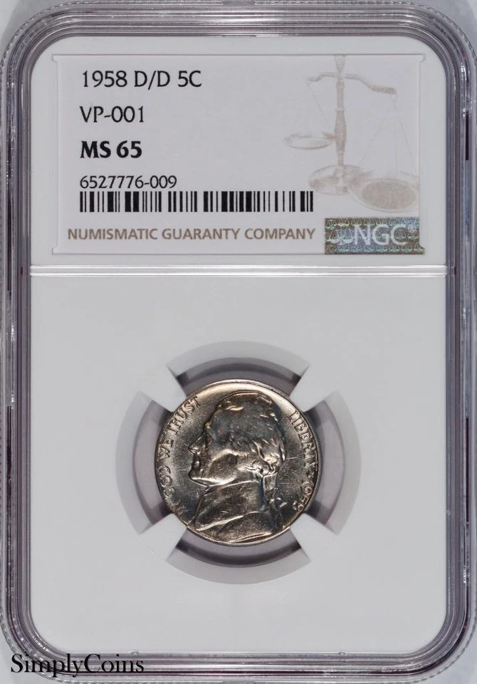 1958-D/D RPM VP-001 Jefferson Nickel NGC MS65 TOP POP FINEST KNOWN! US Coin - Image 1 of 4
