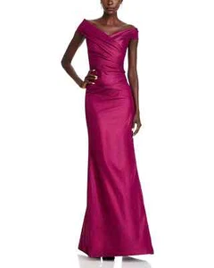 Teri Jon by Rickie Freeman Stretch Taffeta Off-the-Shoulder Gown MSRP $770 - Picture 1 of 6