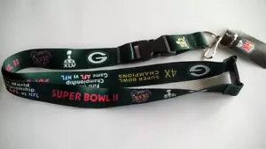 Green Bay Packers Football NFL Dynasty Lanyard Key Ring Keychain w/ Safety Clip - Picture 1 of 1