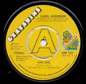 NORTHERN SOUL - CAROL ANDERSON - SAD GIRL - GRAPEVINE DEMO - Picture 1 of 1