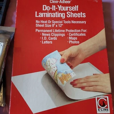 NEW Vintage C-Line Cleer Adheer 45 Laminating Sheets  9x12" Do it yourself 9" - Image 1 of 3