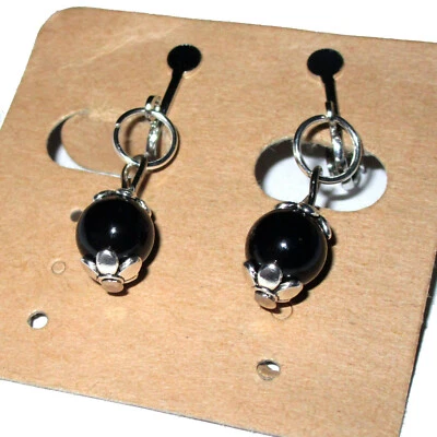 Ohrclips Clips schwarz silberf klein - Bild 1 von 4