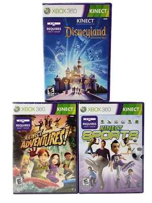 Lote de 3 juegos Xbox 360 para Kinect Kinect Sport/Disneyland/Aventuras. Nuevo Foto 1 de 4