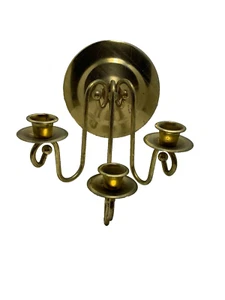 Wall mount metal sconce gold tone 3 arm Hollywood style - Picture 1 of 5