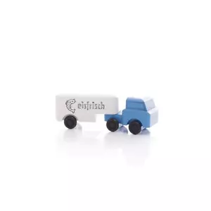 Wooden Toy Truck with Trailer Fish HxWxD 3.5x7.5x3cm NEW Wood Truck - Picture 1 of 2