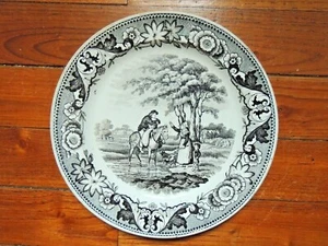 Assiette en faïence fine de Choisy Homme à cheval fermière XIXeme - Picture 1 of 2