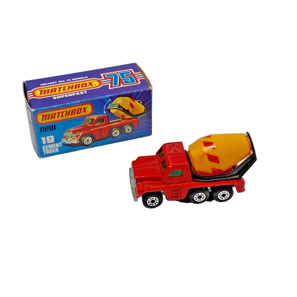 Matchbox Cement Truck Superfast Red 19 Toy Car With Box 1976 Lesney With Box - Image 1 of 4