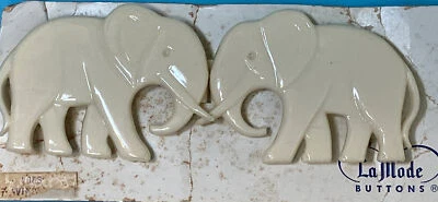 Vintage/Retro La Mode Belt Buckle Ivory Interlocking Elephants Plastic Buckle VN - Image 1 of 4