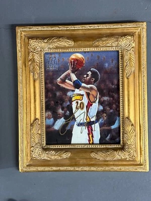 2000-01 Topps Reserve Larry Hughes autógrafo automático 8x10 lienzo enmarcado Foto 1 de 3