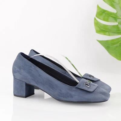 Zapatos de vestir cómodos Clarks para mujer Tealia Gia talla 9,5 M azul gamuza tacón ancho Foto 1 de 4
