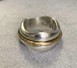 Georg Jensen # 313 Sterling Silver 925S Gold Ring Regitze Overgaard Size 50 Rare - Picture 1 of 24