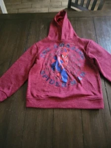 Marvel Spiderman Sweatshirt  Maroon Hooded Pull-on Boys Youth Size 7 Outdoor - Picture 1 of 10