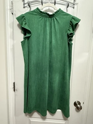 Mini Vestido Vintage Charm Para Mujer L Verde Imitación Gamuza Manga Volantes Country Chic Foto 1 de 4