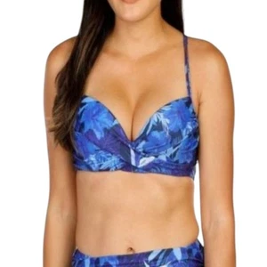 NEW Nicole Miller New York Swim Bra Blue Twist Push Up Size M Turkish Sea Print - Bild 1 von 7
