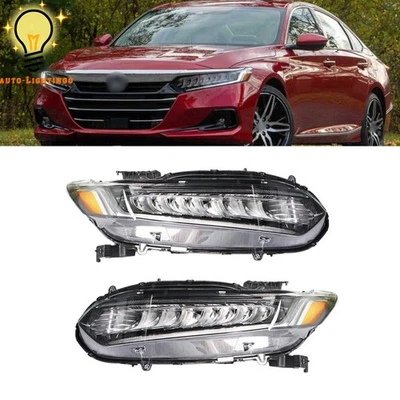 For Honda Accord 2018-2021 Full LED Chrome Headlights Assembly Right&Left Side Foto 1 de 4